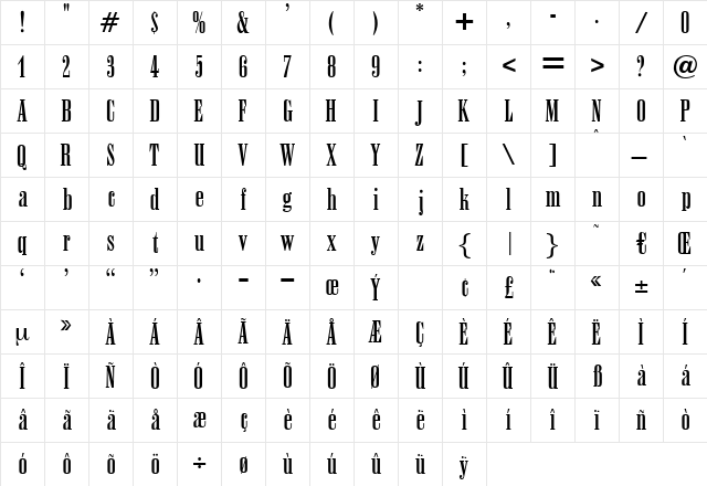Anatevka Regular  glyph index