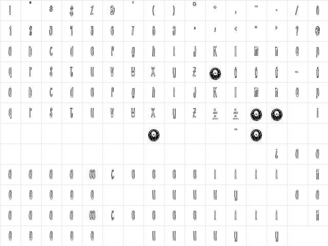 big Junkie Joe Regular  glyph index