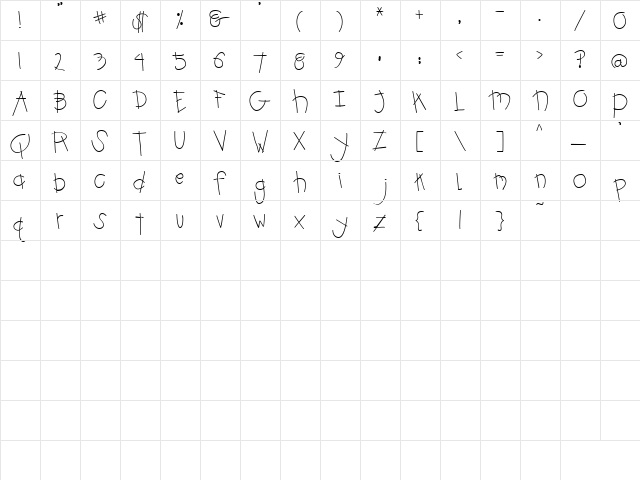 PC Goofy Regular  glyph index