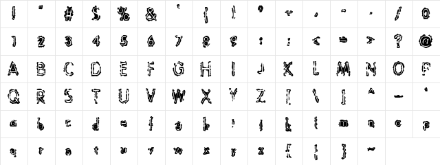 Evil Cow Regular  glyph index
