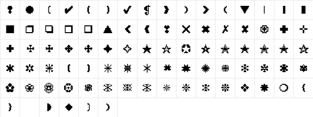 XRough01 Becker Regular  glyph index