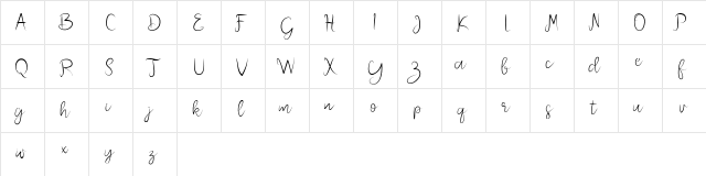 melliana Regular  glyph index