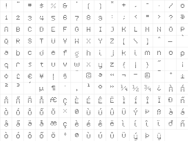 Crossover Light  glyph index