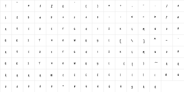 THE HUNTER Regular  glyph index