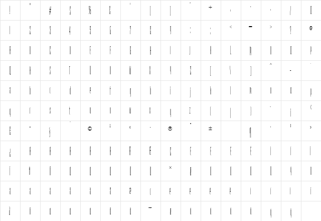 Nouveau Regular  glyph index