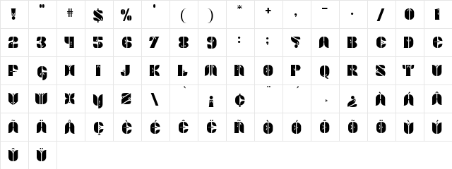 Tulip Regular  glyph index