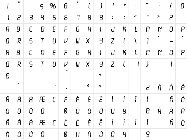 Heart 1 Regular  glyph index