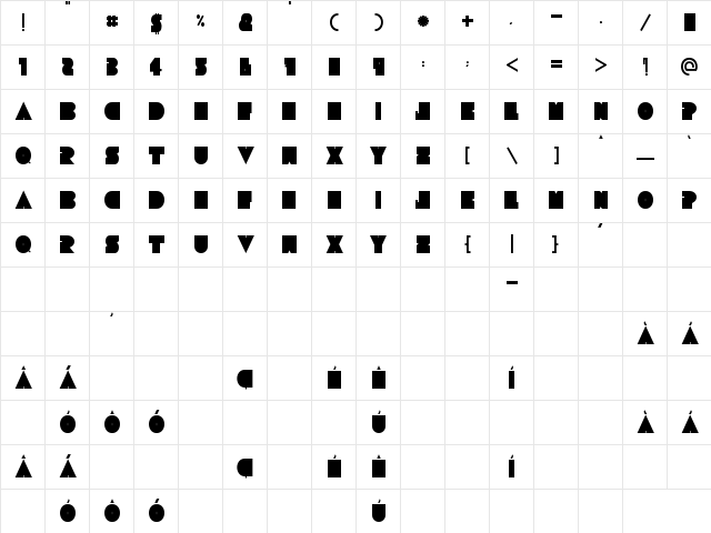 Tresdias Black Regular  glyph index