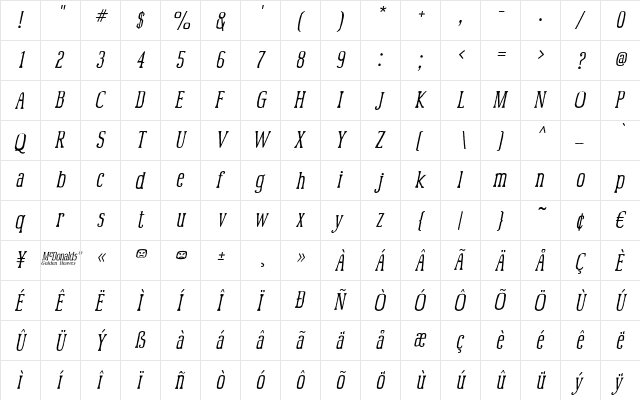 McFood Poisoning 2 Regular  glyph index