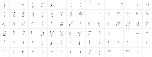 Mighty Regular  glyph index