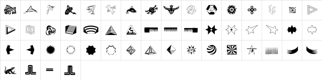P22Escher Regular  glyph index