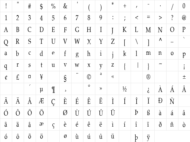 Southbound 7 Regular  glyph index