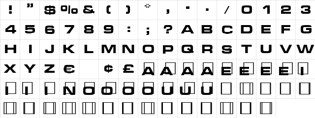 Meteor Regular  glyph index