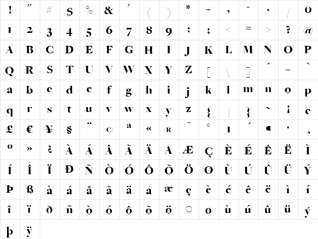 FreightBigBlack Regular  glyph index