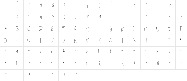 Silver Buttercup Regular  glyph index