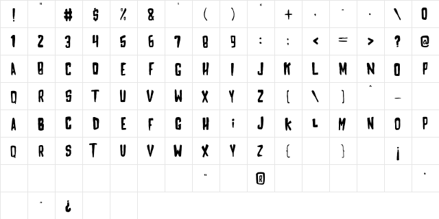 MAYHEM Regular  glyph index
