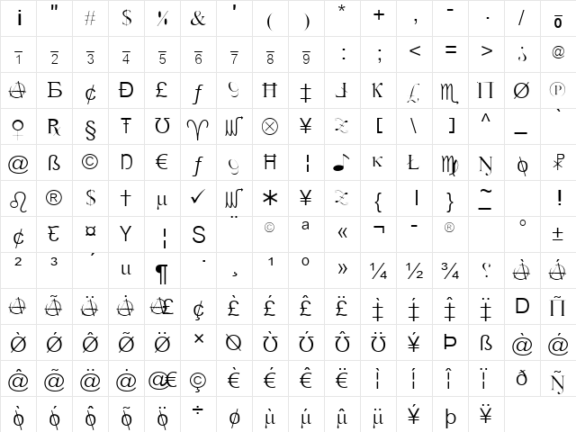 X-Cryption Light Light  glyph index
