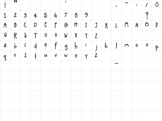 A Little Pot Regular  glyph index