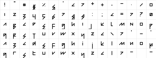 Modern Bohemian Regular  glyph index