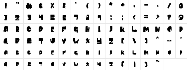 Pillow Thick Regular  glyph index