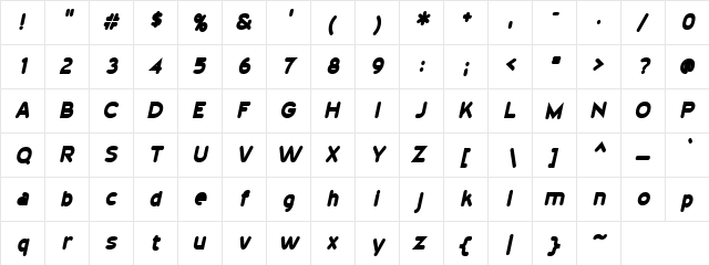 Holiday Regular  glyph index