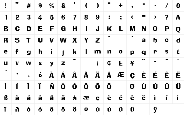 AdLib Regular  glyph index