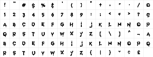 Spooky Light Regular  glyph index