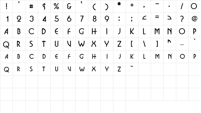 EpitomeSCapsSSK Regular  glyph index