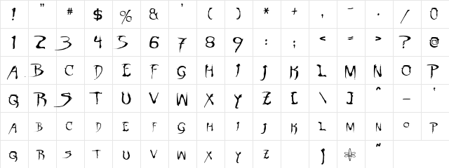 whital x Regular  glyph index