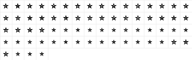 Holywood Regular  glyph index
