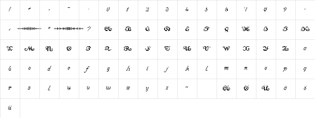 Hannelore Regular  glyph index
