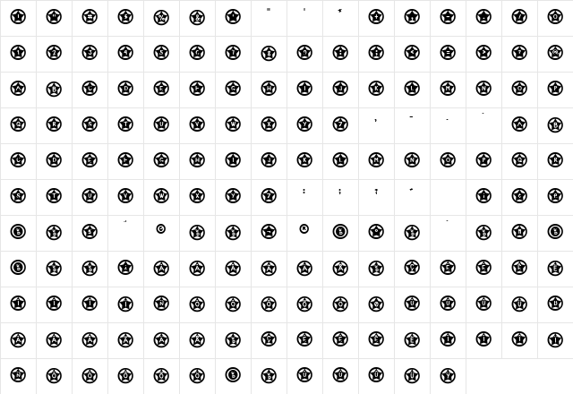Startone Regular  glyph index