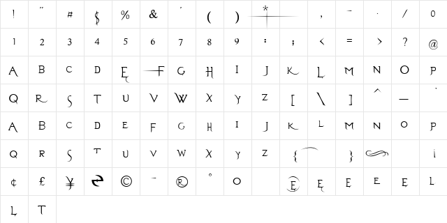 Typeface 頄raftlight/Aeryn/Wind-Up Records 2003. All Rights Reserved Regular  glyph index