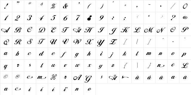 Bernice 1 Regular  glyph index