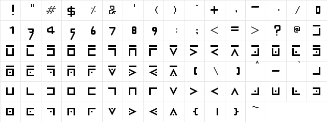 SecretThorn Regular  glyph index