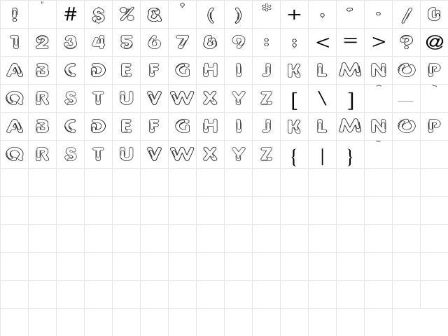 Paper Clip Wd Regular  glyph index