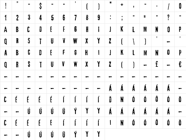 3rd Man Regular  glyph index
