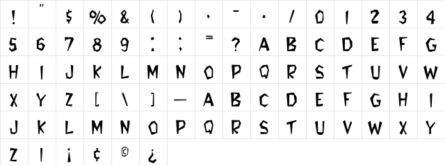 Bedrock-Light Regular  glyph index