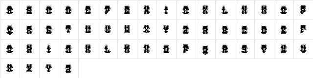 Boner Regular  glyph index