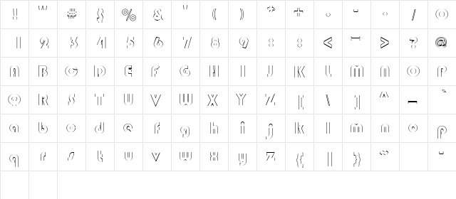 CASTLE Regular  glyph index