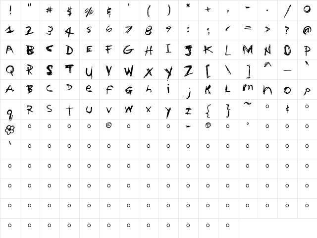 House Regular  glyph index