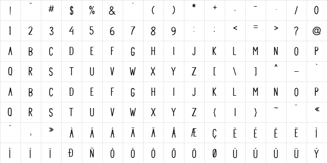 Princella Sans Regular  glyph index