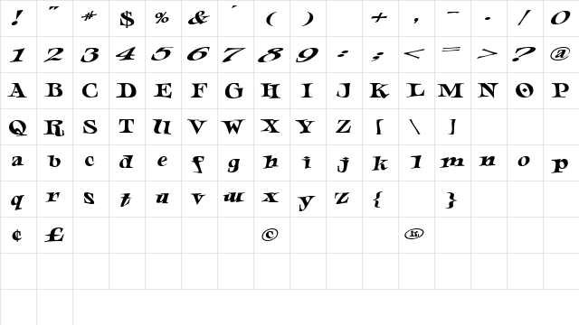 jester extended Regular  glyph index