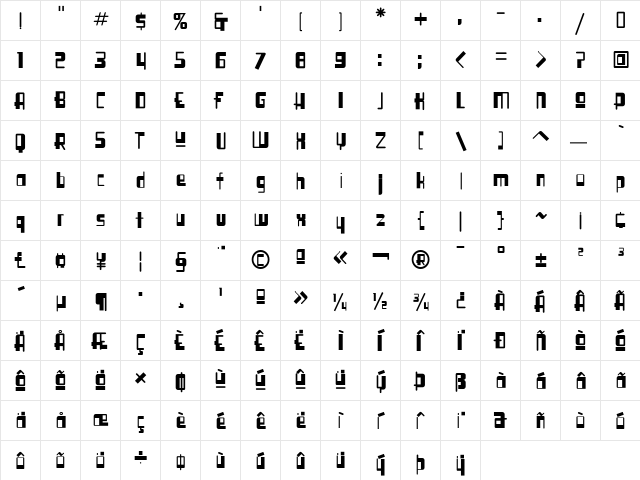 SyllogonICG Regular  glyph index