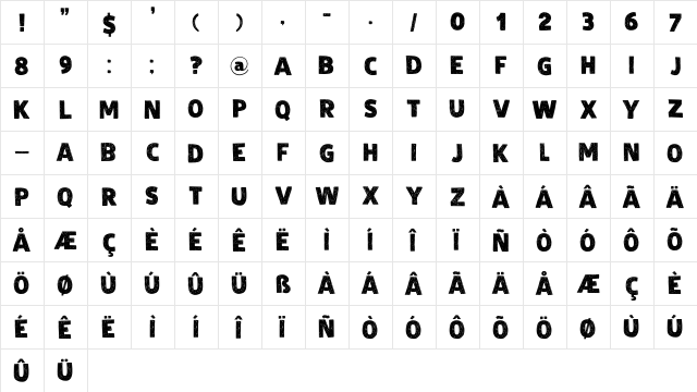 DK Zealand Regular  glyph index