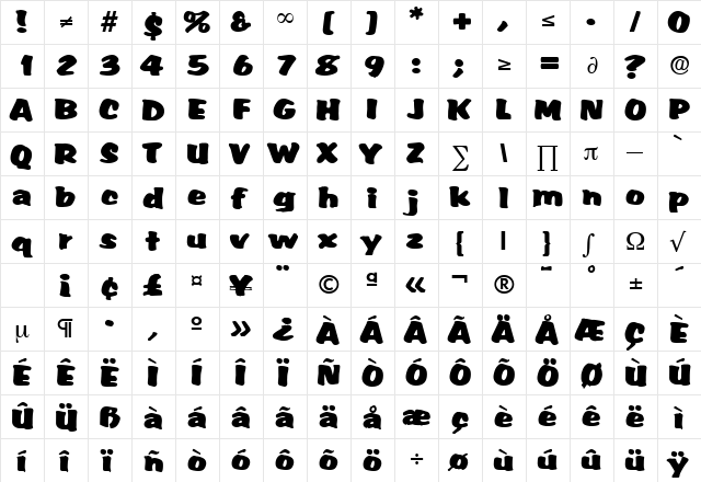 Accent Medium  glyph index