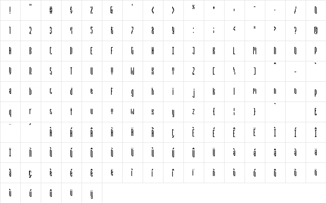 TekStencil Roman  glyph index