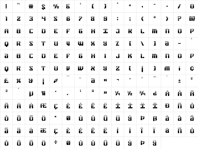 Federal Blue Halftone Regular  glyph index