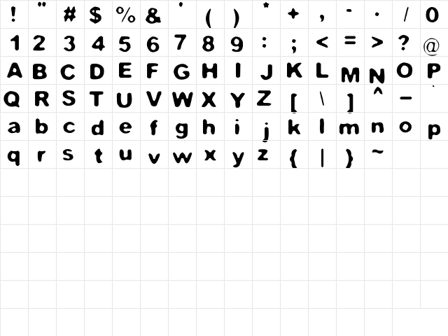 Filthy Habits Regular  glyph index