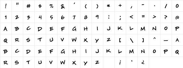 Tylerwolf Regular  glyph index